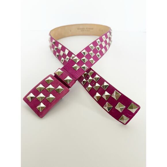 Streets Ahead Studded Leather B Roger Belt Pink Silver Studs Medium Rare main image 15